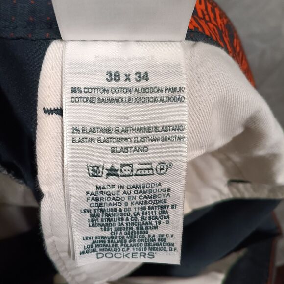 Dockers Alpha Khaki Mens Pants Slim Tapered Fit 38X34 Blue All Over Print - Picture 5 of 7